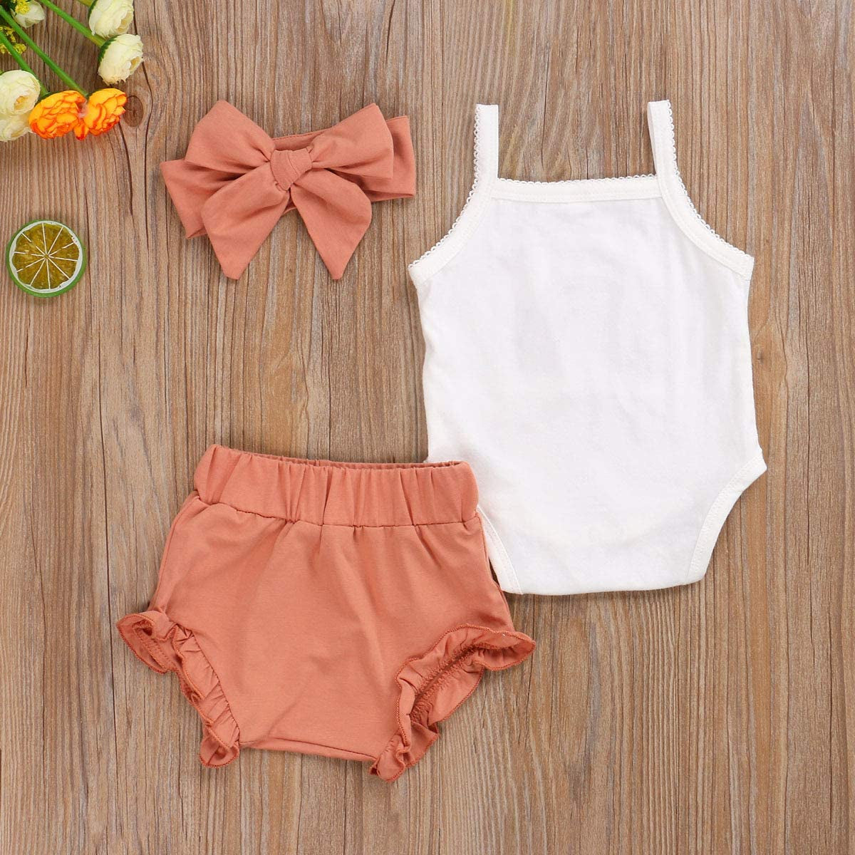 Newborn Baby Girl Clothes Cotton Infant Romper Headband Shorts Play Wear Summer Rainbow Outfits