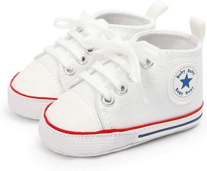 Unisex Baby Boy Girl Canvas Sneaker Soft Sole Ankle Infant First Walkers Crib Shoe