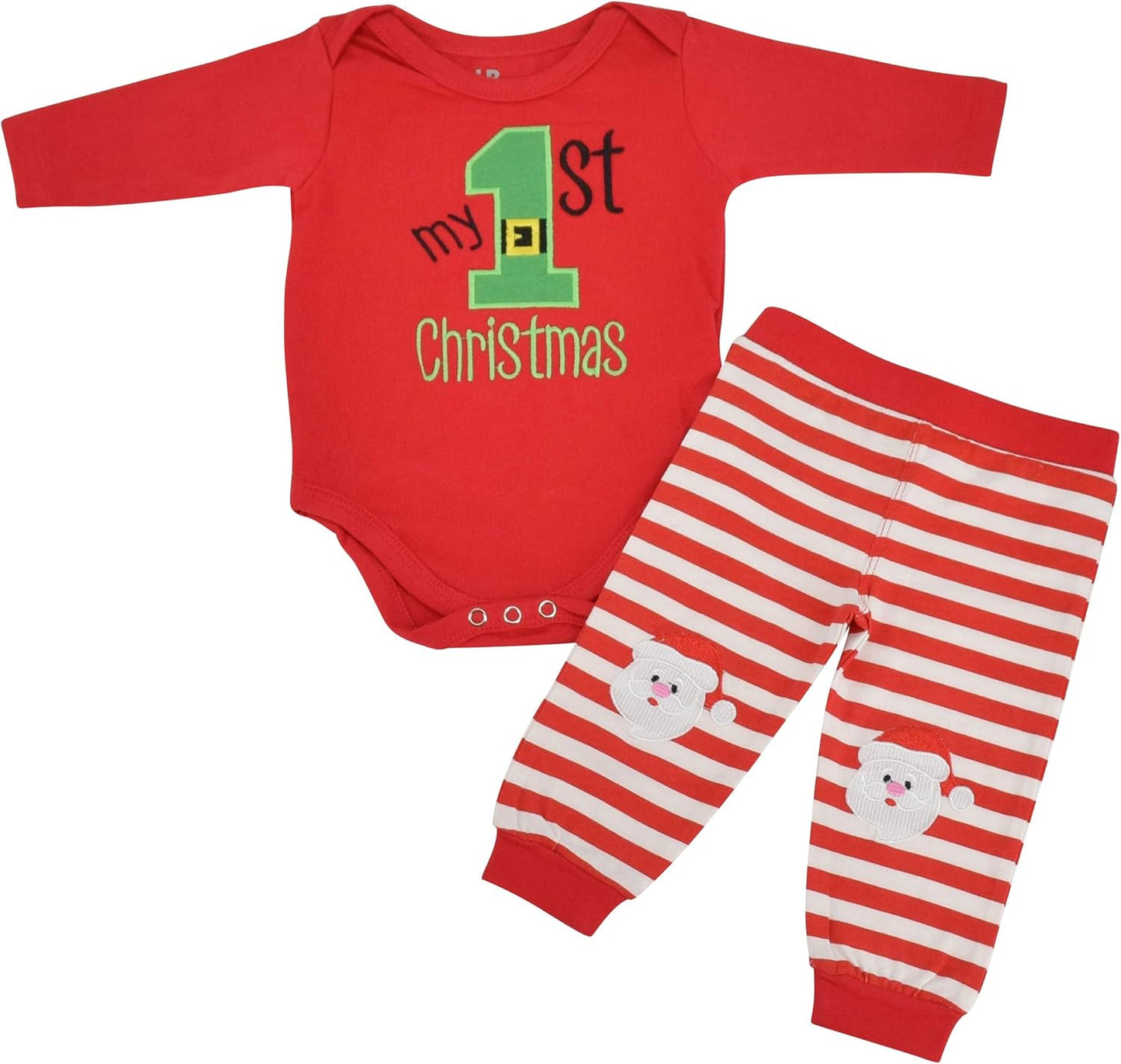 Unisex My 1St Christmas Onesie Outfit Santa Layette Set